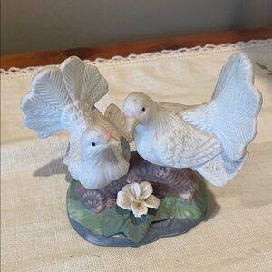 White Ceramic Dove Figurine mini size